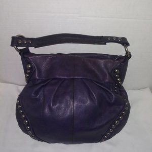 B Markowsky purple leather studded shoulder bag